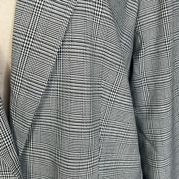 Tall Plaid Velvet Collar Long Modern Blazer Sz 14 - Picture 10 of 13